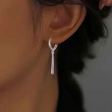 1pc 925 Sterling Silver One-Line Tassel Design Earrings For Women, Suitable For Daily, Party, Commuting, And Holiday Gifts