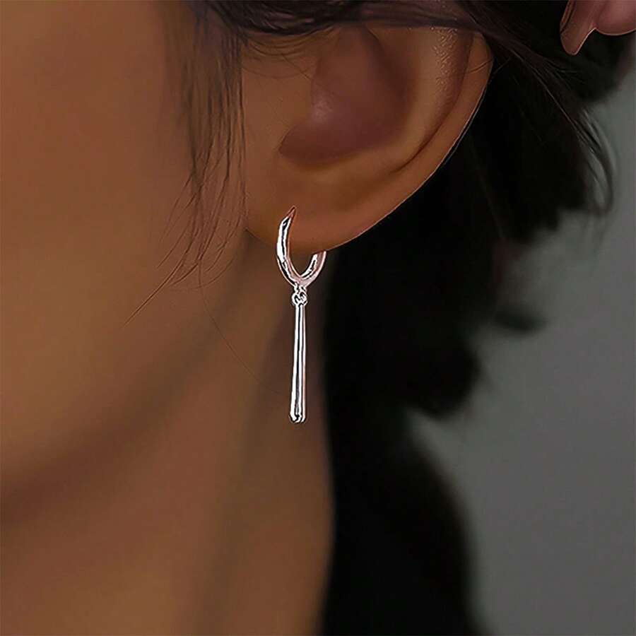 1pc 925 Sterling Silver One-Line Tassel Design Earrings For Women, Suitable For Daily, Party, Commuting, And Holiday Gifts