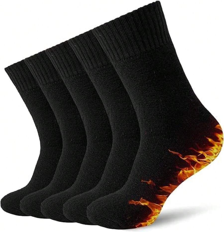 Calcetines Térmicos para Mujer Y Hombre, Calcetines Invierno 5 Pares Cómodo y Transpirable Calcetines de Lana Regalos Para Navidad Senderismo Running Esquiar Deportes - 1 - Ver 1