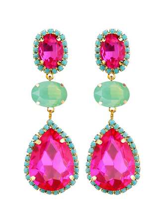 1 对手工制作的法式钩铜合金焊接水钻吊坠耳环，适合女士