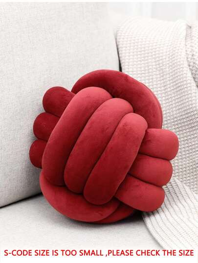 1 件纯色手工扭球，装饰抱枕，沙发茶几装饰，卧室床头装饰枕头，3 种尺寸可选，酒红色