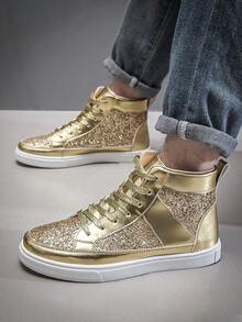 Men's Fashionable Casual Sporty Sneakers - Gold - View 5