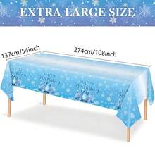 1Pack/2Packs 54x108 Inch Christmas Snowflake Tablecloth Winter Snowflake Castle Tablecloth Decorations White And Blue Snowflake Disposable Table Cover For Frozen Birthday Decorations Winter Wonderland Party Supplies Ice Princess Happy Birthday Decorations Christmas Holiday New Year Party Decorations - Blue - View 2
