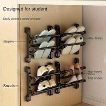Sturdy Shoe Rack, Space-Saving - Multi-Layer Wall Organizer, No Drilling Required, Solid Black Structure, Suitable For Hallways, Bathrooms, And Closets - Can Hold Shoes, Slippers, And Boots - Easy Assembly With Adhesive Pads, Minimalist Design, Reliable Installation, Storage Solution For Homes - Multicolor - View 1