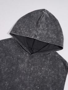 Shwiy 男士复古水洗无袖连帽衫，饰有手势图案，休闲运动街头风，融合叛逆元素，Emo风格，2000年代风格 - 黑色 - 查看 3