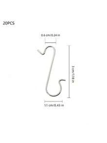 20 de bucăți cârlige pentru ornamente de culori asortate, umerașe din oțel inoxidabil în formă de S pentru decorațiuni de brad de Crăciun, pentru agățarea ornamentelor de Crăciun, decorațiuni de Crăciun, decor de cameră de iarnă