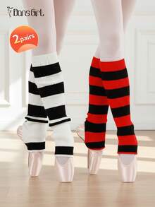 DonsGirl 2 Pairs Women's Y2k Rib Knit Leg Warmers - Cute Fall/Autumn Dance Socks For Ballet/Yoga/Gym