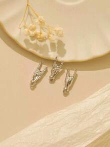 3件装 304 不锈钢手势 DIY 项链手链配件 - 鋼色 - 查看 6