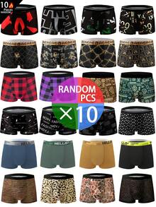 10pcs/Pack Random Pattern Men's Underwear - Comfortable, Stretchy Boxer Briefs Suitable For Casual & Sports - Soft, Lightweight, Surprise Patterns Randomly Sent - Multicolor - View 16