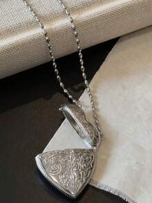 1pc Minimalist Fashion Long Heart-Shaped Pendant Necklace, Suitable For Sweater Chain