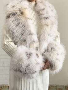 1. Faux Fur Collar & Cuff Set, Warm Faux Fur Scarf, Fluffy Oversized Furry Shawl Wrap For Women In Winter, Suitable For Dresses, Christmas Decoration - Multicolor - View 5