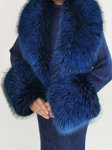 1. Faux Fur Collar & Cuff Set, Warm Faux Fur Scarf, Fluffy Oversized Furry Shawl Wrap For Women In Winter, Suitable For Dresses, Christmas Decoration - Multicolor - View 36