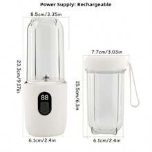 1 Stück 1500mAh aufladbarer 500ml tragbarer Entsafter-Mixer, mit 1 Haupteinheit, 1 Behälterdeckel, 1 Behälter, Hochkapazität, multifunktionaler Fruchtentsafter, Mini Smoothie-Mixer, einfach zu reinigen, zum Herstellen von Milchshakes, Slushes, Säften, ideal für Zuhause und Reisen