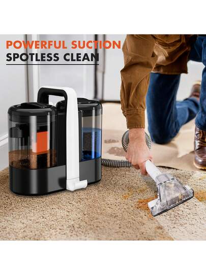 Portable Tapijt Cleaner Machine, Powerful Deep Stain Cleaning Couch, Pets, Car Seats, Upholstery Furniture, Spot Dual Size Brushhead (White), Stofzuiger Cleaner, Carpet/Sofa