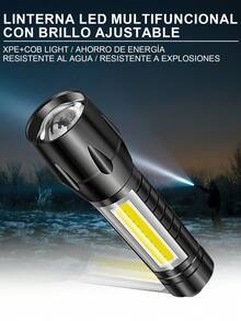 4 Pieza Linterna LED de Bolsillo,linterna portátil con carga USB,Linterna LED Recargable, Lamparas de Mano,linterna de Camping con luz de enfoque con zoom,Luz De Camping Portátil Con iluminación Lateral Y Cordón,Linterna recargable USB portátil con luz LED, fácil de transportar e imprescindible para la iluminación exterior.(Cada Linterna Incluye Cable de Carga y Estuche) - 4 piezas - Ver 4