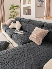 1 Stück graue Plüschstoff Sofabezug, elastisch & nicht verformend, hautfreundlich & warm, tierfreundlich, maschinenwaschbarer Sofaschutz, geeignet für L-förmige Relaxsofa (verschiedene Größen erhältlich), Herbstdekoration, Zimmer Dekoration, Schulanfang, Schulmaterial