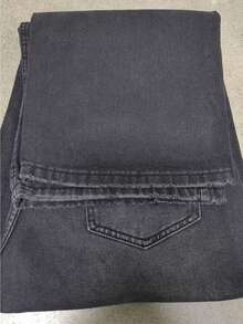 1 Stück Herren Vintage gewaschen, verwaschene gerade geschnittene, locker sitzende, weite Jeans mit ausgefranstem Saum