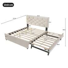 Polsterbett, 90x200cm, Bett Mit Lattenrost (Ohne Matratze), Bett Mit Rollcontainer, Samt, Minimalistisch, Rosa - 米色+絨布+140cm*200cm - 查看 2