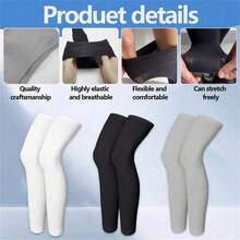 1 Pair Men'S Sports Compression Leg Sleeves, Breathable Cooling Ice Fabric, Solid Color, Machine Washable, Suitable For Cycling, Hiking, Basketball, Football - Summer Outdoor Sports Gear