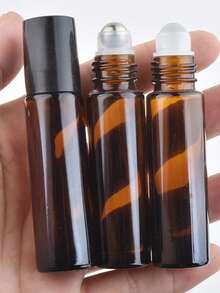 1/3/10pcs Essential Oil Roller Bottles 10ml, Amber Glass Empty Bottles With Stainless Steel Roller Balls , Roller Balls For Essential Oils - Brown - View 4