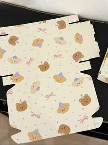 5Pcs Fashionable And Cute Cartoon Milk Tea Bear Gift Packaging Box, Packaged Out Packaging Box, Holiday Gift Packaging Box, Party Gift Packaging Box, Folding Airplane Box, Express Packaging Box, Cute And Creative Small Item Packaging Box