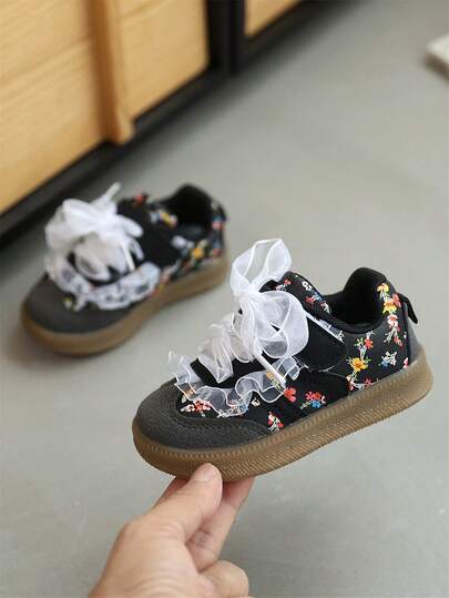 New Soft Bottom Flower Pattern Baby Shoes, Girls Children Toddler Shoes