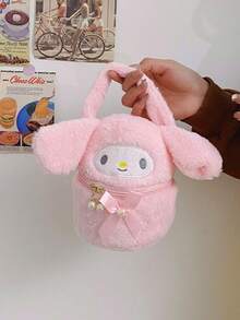 Sanrio 1pc Sanrio Cute Cartoon Cosmetic Bag, Plush Toy Doll Prize, Girlfriend Gift, Accessories, Backpack Decor, Bracelet Bag, Cosmetic Bag, Unisex Holiday Birthday Party Gift