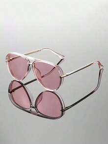 Feye 1pc Women's Retro Oversized Minimalist Fashion Fashion Glasses, Suitable For Beach And Travel - Hồng - Xem 5