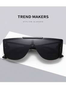Kính râm không gọng màu đen tối giản mới dành cho nam, kính râm chống tia UV phong cách đường phố thời trang - màu đen - Xem 2