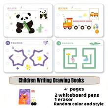 47 Seiten zum Zeichnen: Kalligraphie-Übungsbuch für Kinder, inklusive 4 löschbaren Stiften und 1 Radiergummi - mit Buchstaben, Zahlen, Nachspuren und Malaktivitäten, geeignet für Vorschule bis Grundschule - Schul-Stationery-Set, inklusive Unterrichts- und Familien-Bildungsanleitungen, mit rutschfestem Stiftgriff