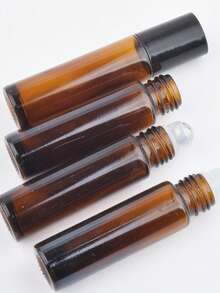 1/3/10pcs Essential Oil Roller Bottles 10ml, Amber Glass Empty Bottles With Stainless Steel Roller Balls , Roller Balls For Essential Oils - Brown - View 3