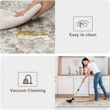 KIMODE Anti Fatigue Kitchen Mats Floor, Boho Floral Kitchen Rugs 17x29.5+17 X47", Cushioned Mats Kitchen Floor, Non Slip Kitchen Floor Mats, Sink, Laundry, Office, Desk Blue Multi E3V1 - 卡其色 - 查看 8