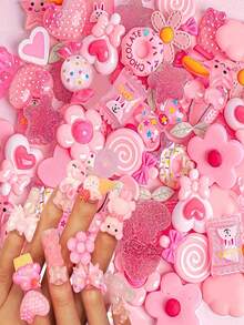 20/50 件可爱套装蓝色散装混合树脂平底饰品 DIY 工艺装饰品剪贴簿美甲用品指甲美甲饰品美甲宝石