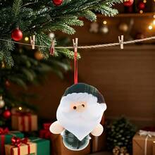 Cloth Christmas Tree Ornaments Classic Santa Snowman Reindeer Bells Hanging Decorations For Home - White - View 2