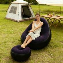 Inflatable Slouchy Sofa Chair, PVC Flocked Foldable Sofa With Detachable Cover, Leisure Lunch Chair Set - Multicolor - View 7