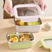 WORTHBUY 1 个 304 不锈钢分隔便当盒带盖，便携式密封防漏午餐盒，带隔间的保温午餐盒，水果沙拉食品储存容器，可用洗碗机、冰箱和微波炉清洗，适合学生和成人在家中、学校、宿舍、办公室、户外露营、野餐、旅行、上学时使用