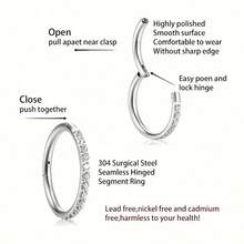Stylish 304 Stainless Steel Synthetic Zirconium Nose Ring And Ear Cuff Set With Seamless Spiral Cartilage Earrings, Minimalist Style Piercing Jewelry For All Seasons, Parties, And Casual Attire
