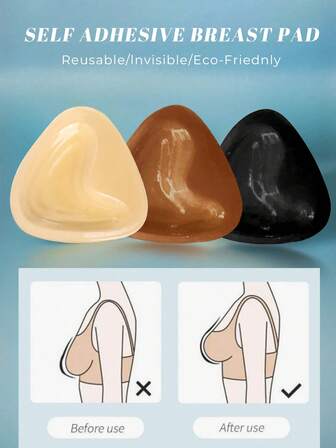 Double-Sided Sticky Bra Pads Inserts Ultra Instant Lift Bra Inserts Push Up Bikini Pad For Swimsuit Sports Bra,1 Pair Of Double Sided Self-Adhesive Bra Pads, Chest Pads Adhesive Pads, Reusable Padding Pads, Bra Bikini Invisible Thickened Chest Pads Waterproof For Swimming