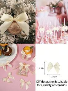10pcs Pink Bowknot Shaped Party Table Decoration, Candy Bag Diy Decor, Gift Packing Ornament,Christmas - Beige - View 5