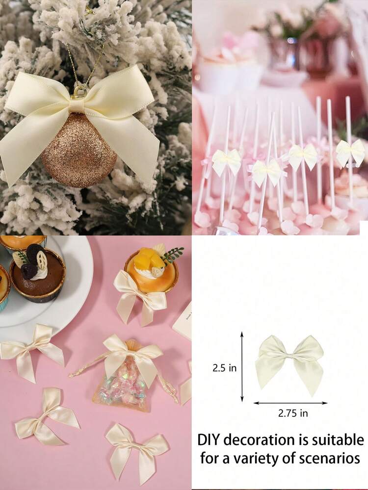 10pcs Pink Bowknot Shaped Party Table Decoration, Candy Bag Diy Decor, Gift Packing Ornament,Christmas