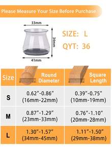 4/8/16/24/36 件装家具腿保护垫，适用于硬木地板，家具垫，椅子腿滑垫，硅胶椅腿套，防止地板刮伤并降低噪音，适用于厨房、客厅、卧室、咖啡厅，3 种款式可选 - 透明淺灰 - 查看 24