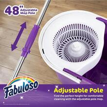 Fabuloso Spin Mop And Bucket HandsFree Wringing Spin Bucket Hine Washable And Replaceable Microfiber Mop Head Adjustable Pole Length Clean Your Floors With Ease - 紫色 - 查看 4