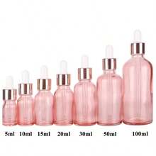 1pc Glass Dropper Bottle With Rose Gold Color Cap, Essential Oil Dispenser, Dropper Bottle, Cosmetic Travel Container Set With Glass Dropper, For Massage Oil And Liquid Storage - Pink - View 4