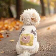 1pc Pocket Bear Plush Hoodie For Small Dogs, New Spring/Autumn/Winter Pet Clothes With Cute Bow Decor, Warm & Comfortable For Teddy, Poodle, Puppy