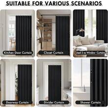 Accordion Style Folding Door Curtains DoorwaysCloset, Room Divider Pleated Drapes With Hooks Interior Living RoomBedroomOpen Closet, Black, W39x L78 Inches, 1 Panel - 39"W X 78"L (Pack Of 1) + Black - View 6