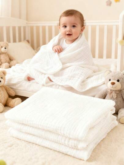 1-Piece Baby Swaddle Blanket: This White Baby Wrap Works As A Newborn Bath Towel, Post-Bath Swaddle, Baby Crib Sheet, And Multi-Purpose Blanket, Suitable For Both Baby Boys And Girls.