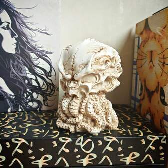 Figura del esqueleto de Cthulhu Octopus, decoración de escritorio de estilo oscuro, para fans de Cthulhu, con aspecto vintage desgastado