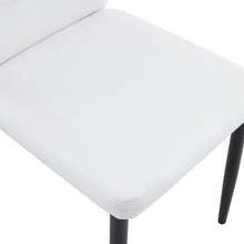 MUUOKY Modern Dining Chair Set Of 6, Faux Leather Upholstered Dining Room Chairs With High Back And Sturdy Metal Legs, Armless Kitchen Chairs With Comfortable Padded Seat, Perfect For Dining Room, Kitchen, Living Room, Or Apartment, Easy To Clean And Assemble, Ideal For Holiday Meals, Thanksgiving, Christmas And Home Decor - 白色+黑色 - 查看 7