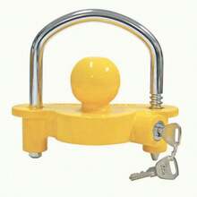 Trailer Coupler Lock Universal Adjustable Heavy-Duty Steel Trailer Hitch Lock, Anti Theft Trailer Ball Lock Towing Lock For Towing Trailer Security Fits 1-7/8",2", 2-5/16" Coupler, Yellow - Yellow - View 2
