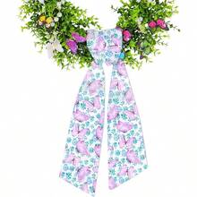 Spring Wreath Sash Front Door Spring Tulip Floral Ribbon Wreaths Pink Stripe Wreath Scarf Satin Sash Garland Porch Yard Indoor Outdoor Chair Bow Home Decor 4.5* 56 - Purple Butterfly - View 2